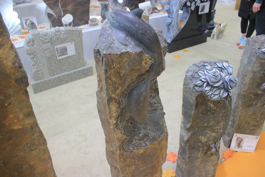 Carved Dolphin Basalt Monument