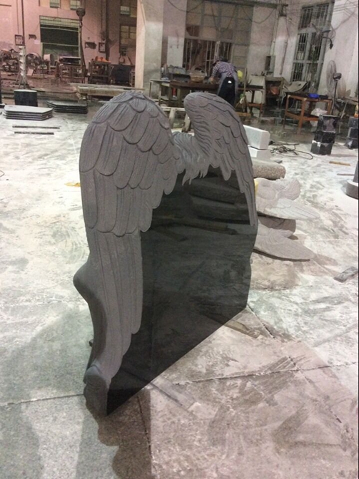 Shanxi Black Granite Angel Headstone